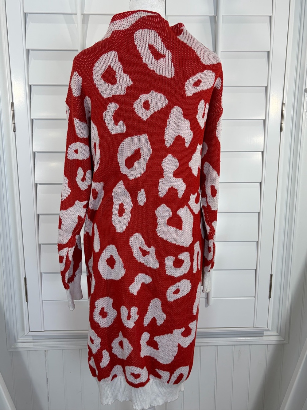 Leopard Print Open-Front Sweater Cardigan (M) - Picture 3 of 5